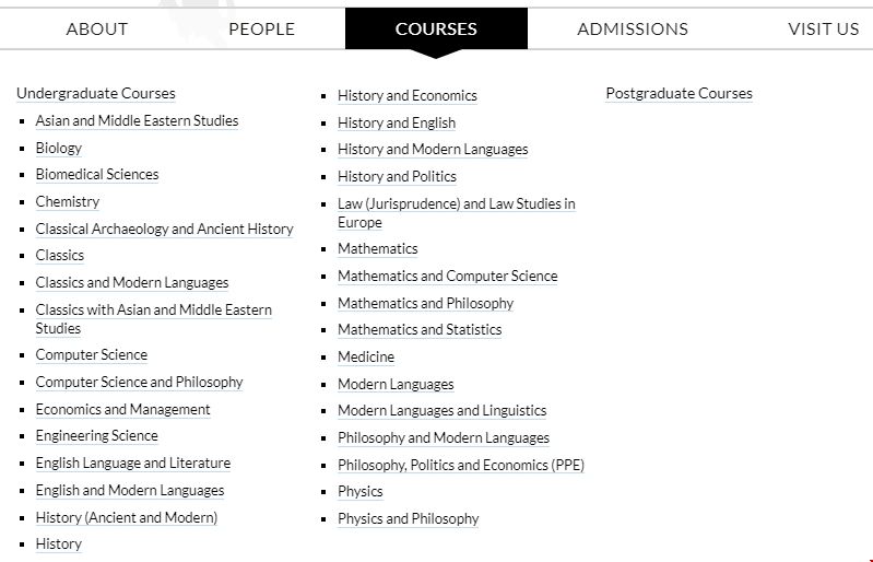 牛津大學巴利奧爾學院專業設置.png 牛津大學巴利奧爾學院專業設置.png
